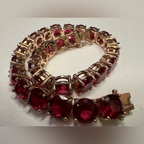 Vintage Ruby 925 tennis bracelet - Picture 2 of 4